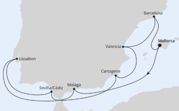 Route der AIDAstella durch Potrugal und Spanien